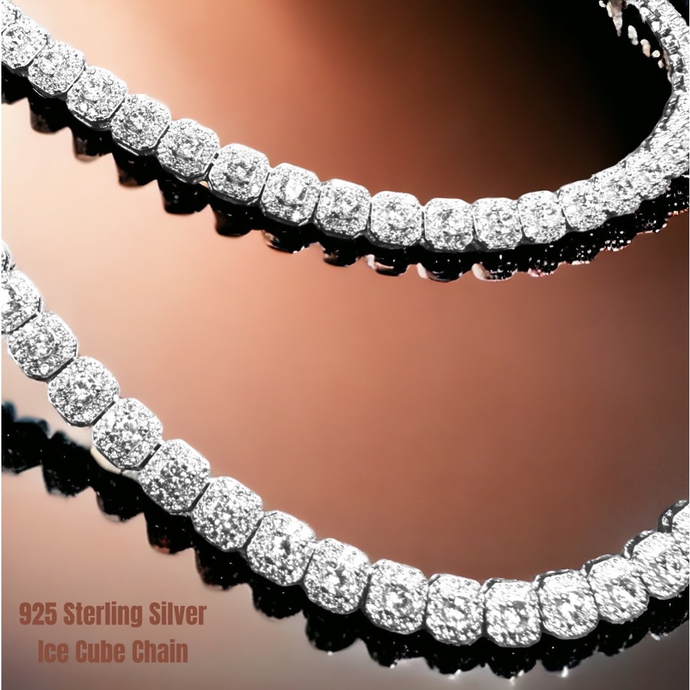 24” Iced Out Cubic Zirconia Ice Cube Tennis Chain Solid 925 Sterling Silver